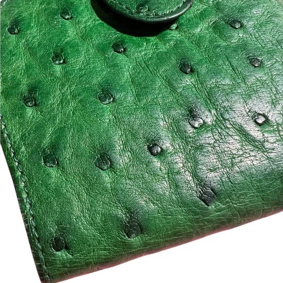 Genuine Ostrich Leather Bifold Wallet – Stunning Green, Pristine Condition! - Picture 3 of 10
